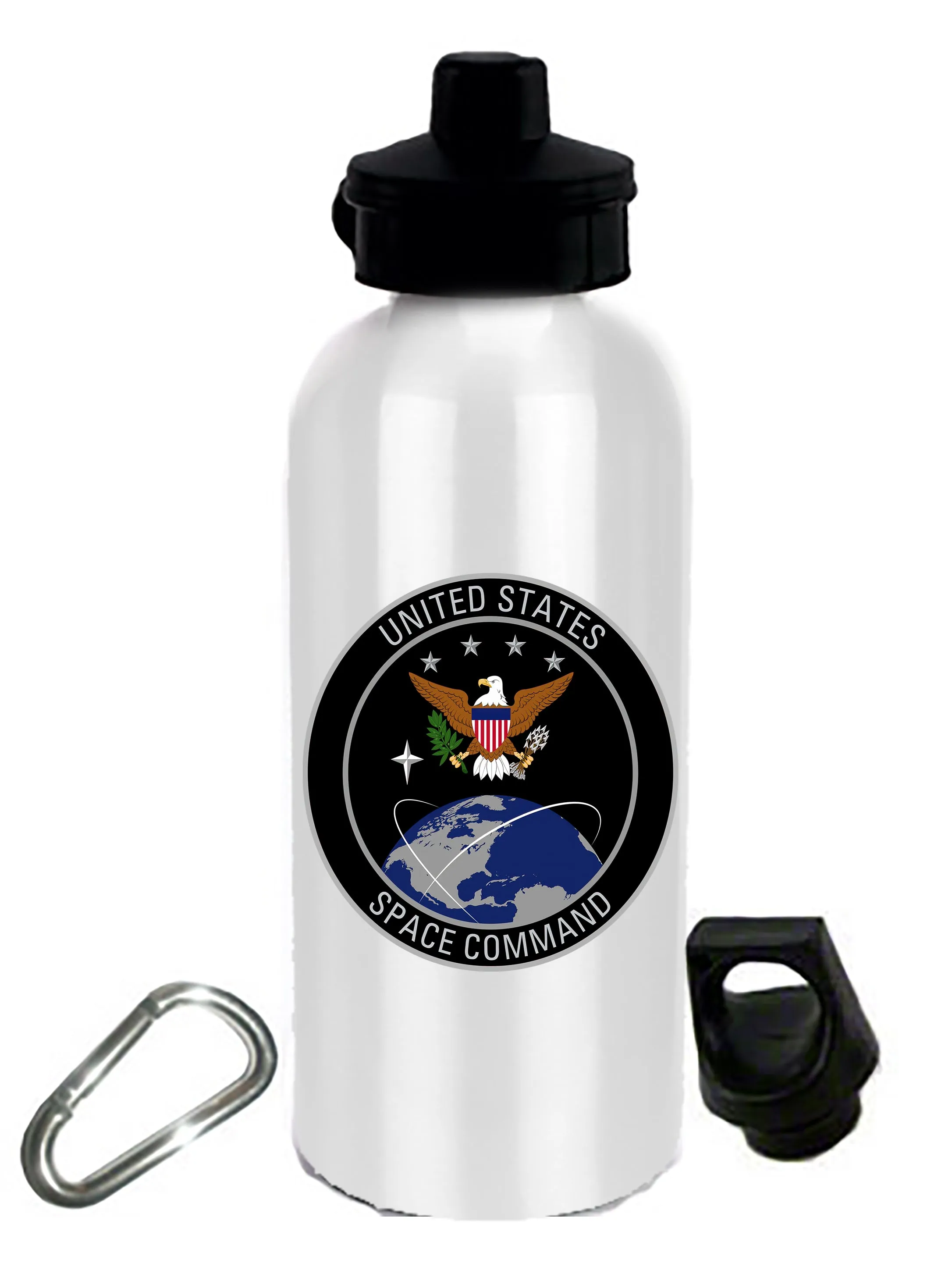 20 oz Stainless Steel Water Bottle with Stem/Straw Top and Spare Lid with Carabiner.