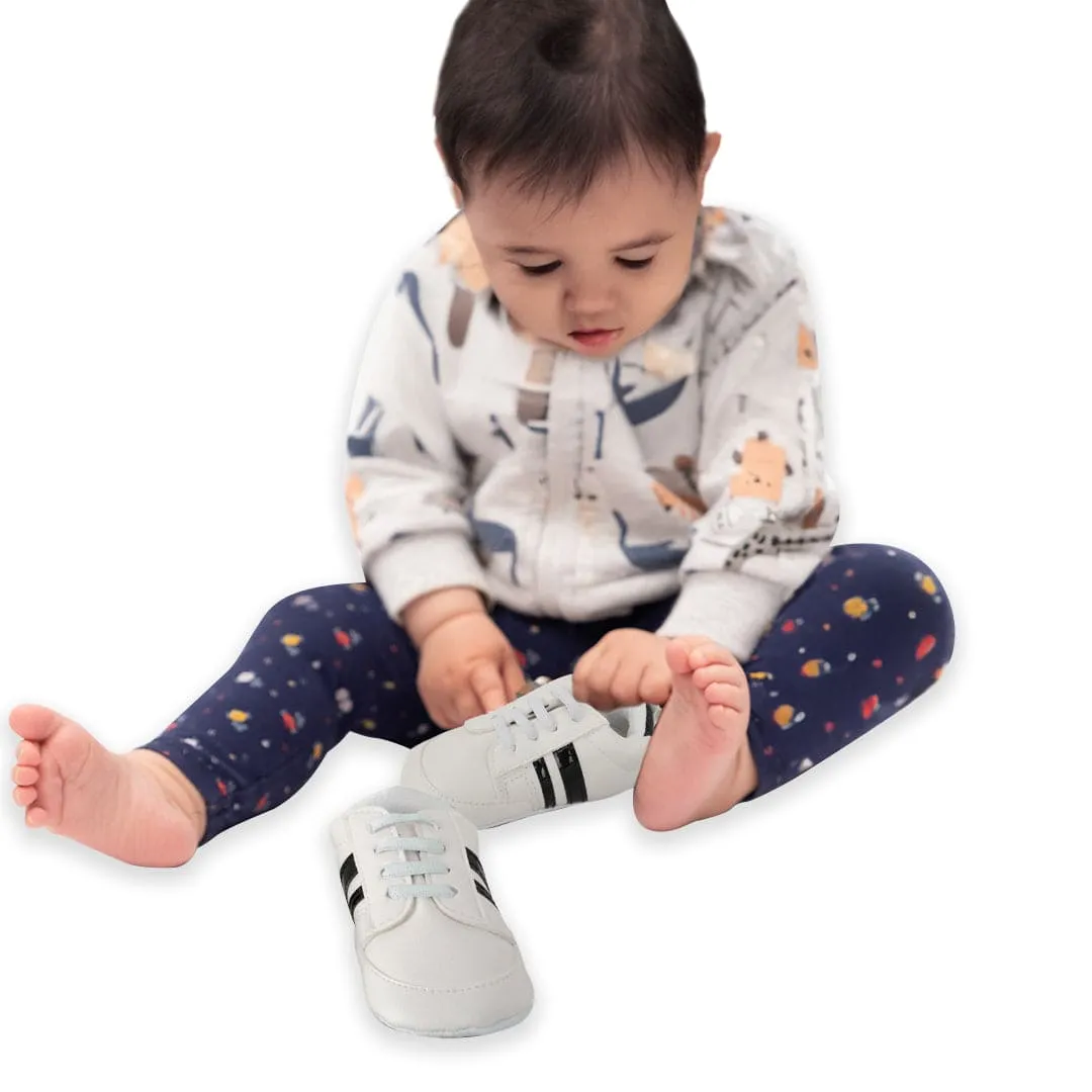 Baby Moo Black Stripes On White Sneakers