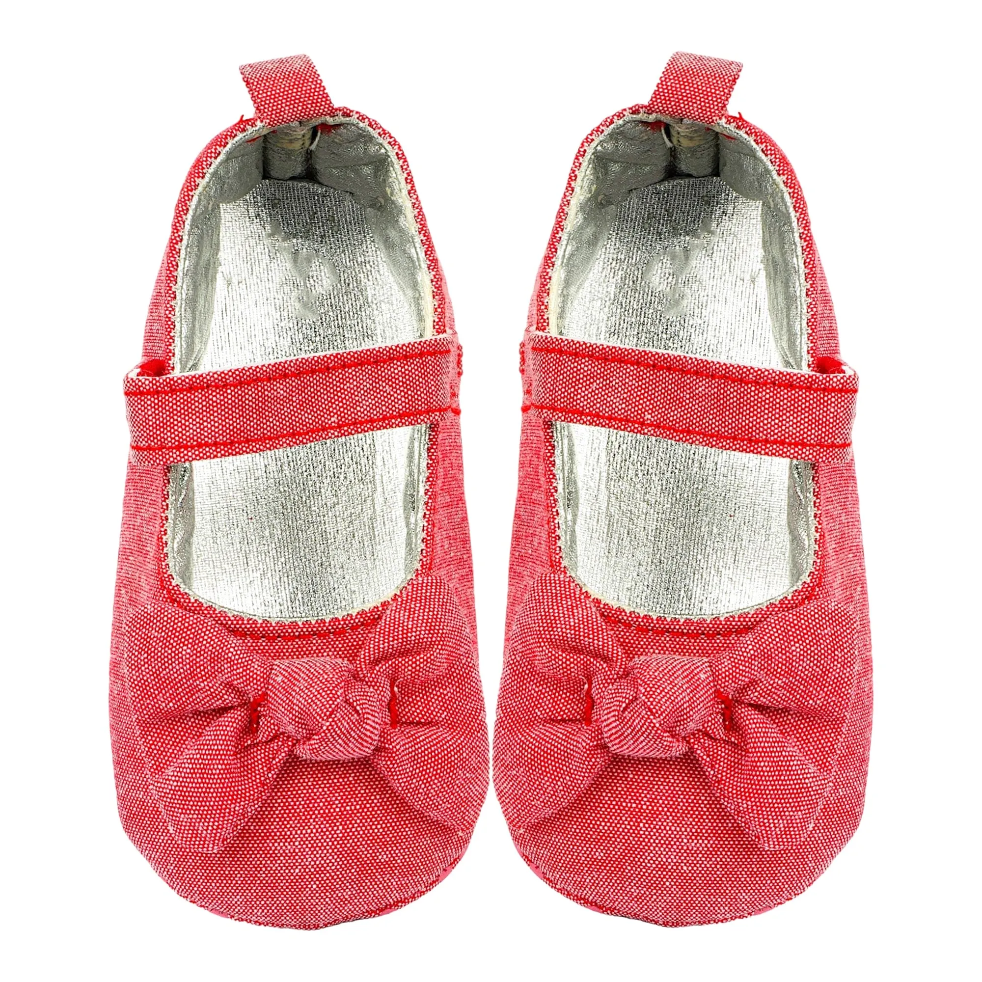 Baby Moo Pretty Bow Knot Velcro Strap Anti-Skid Ballerina Booties - Pink