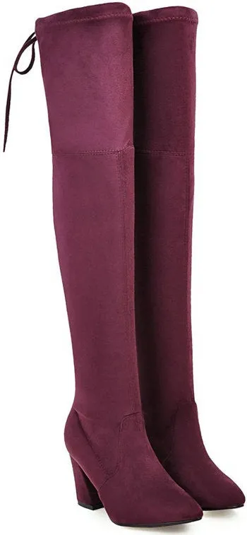 Boricua Thigh High Flock Leather Boots