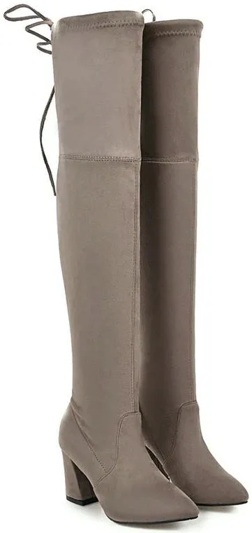 Boricua Thigh High Flock Leather Boots