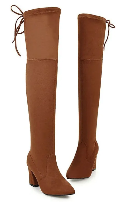 Boricua Thigh High Flock Leather Boots