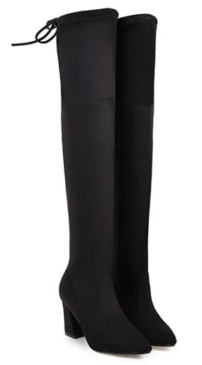 Boricua Thigh High Flock Leather Boots