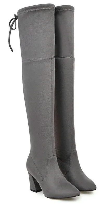 Boricua Thigh High Flock Leather Boots