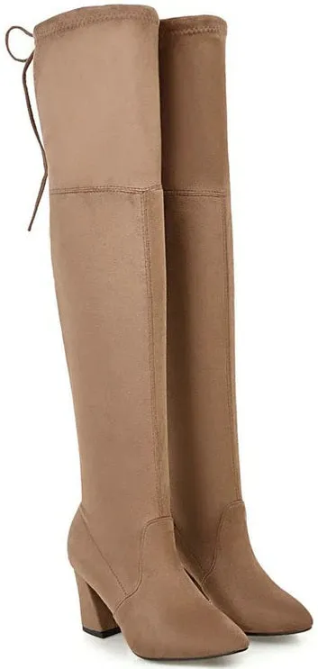 Boricua Thigh High Flock Leather Boots