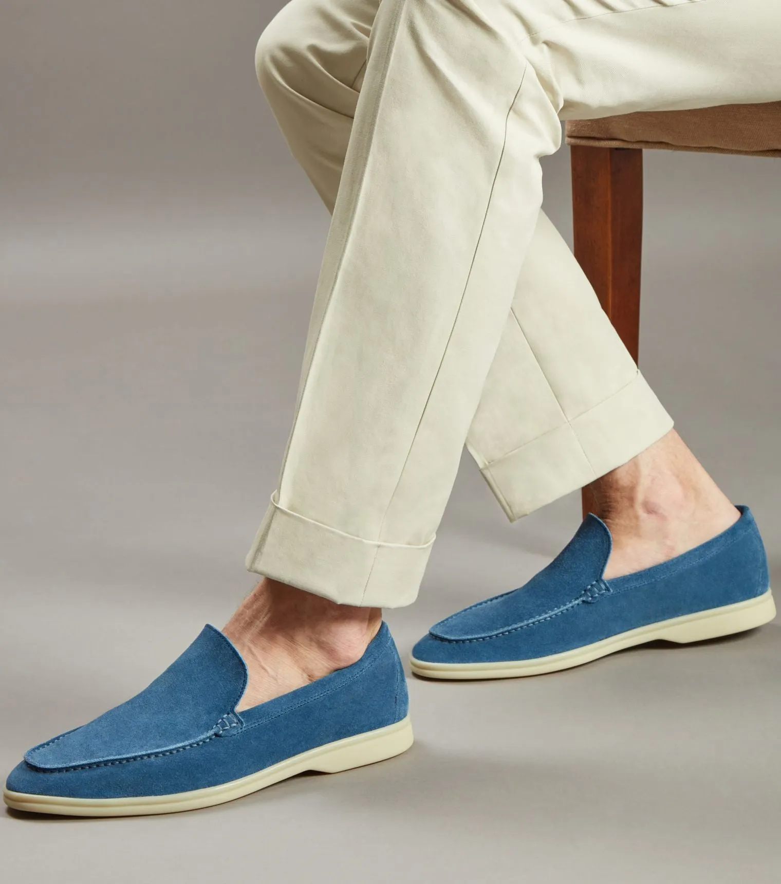 Brabion Unlined Capri Suede Loafer – Sky Mare