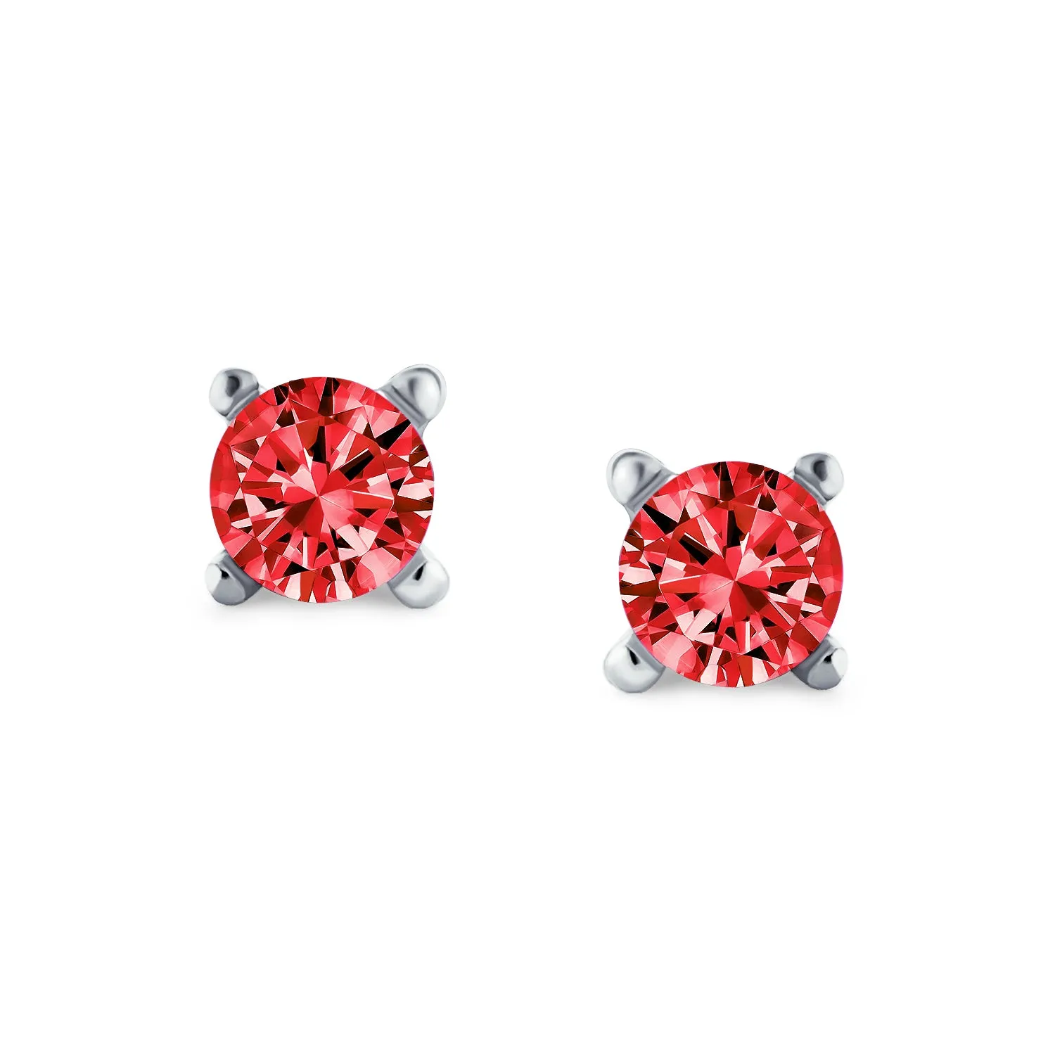 Brilliant Cut CZ Solitaire Stud Earrings Sterling Silver Screwback