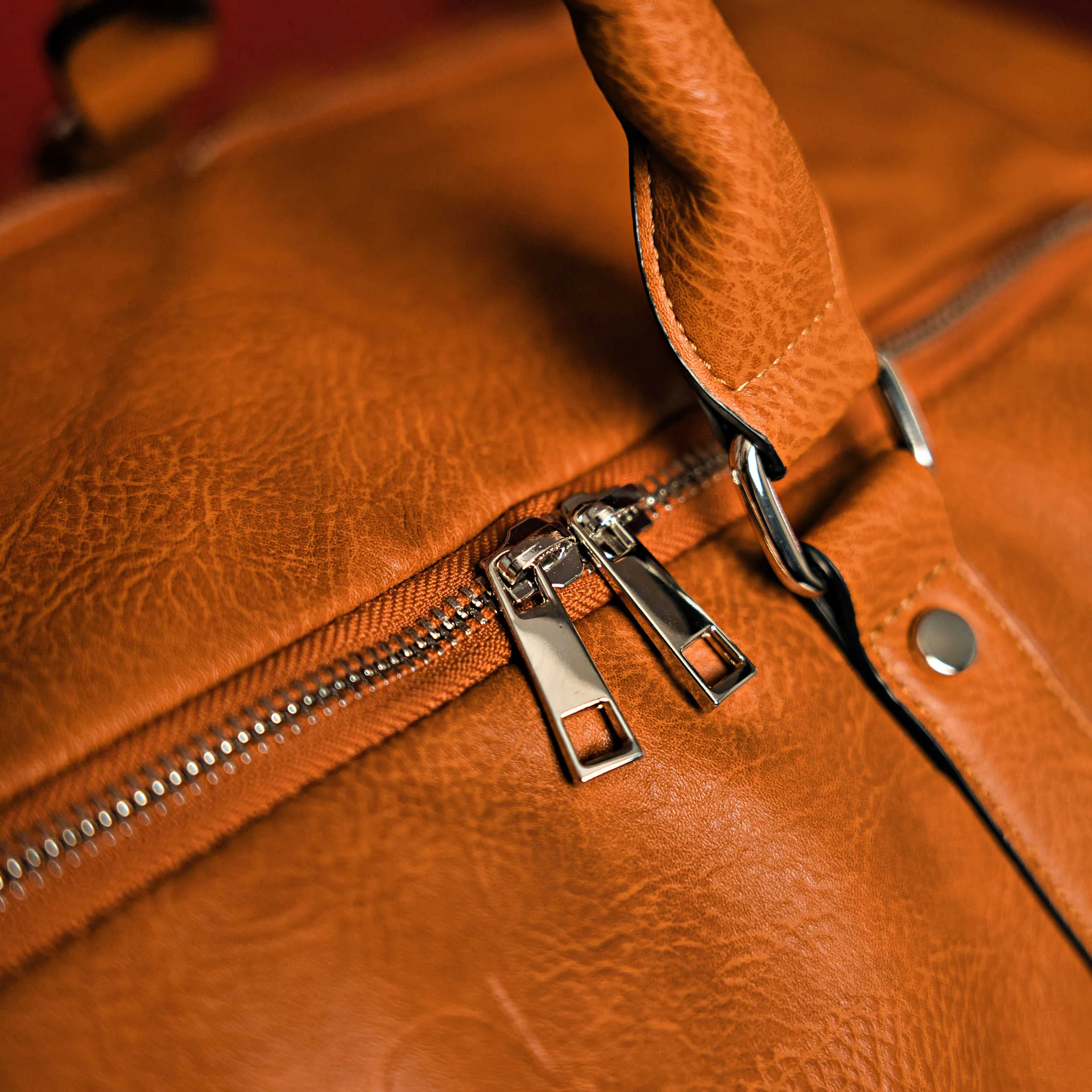 Brown Tumbled Leather Duffle Bag