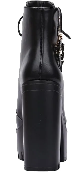 Cape Robbin Elinda Combat Boots for Women, Platform Boots with Chunky Block Heels