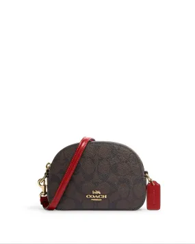 Coach Women's Brown & Red Mini Serena Crossbody In Signature Canvas