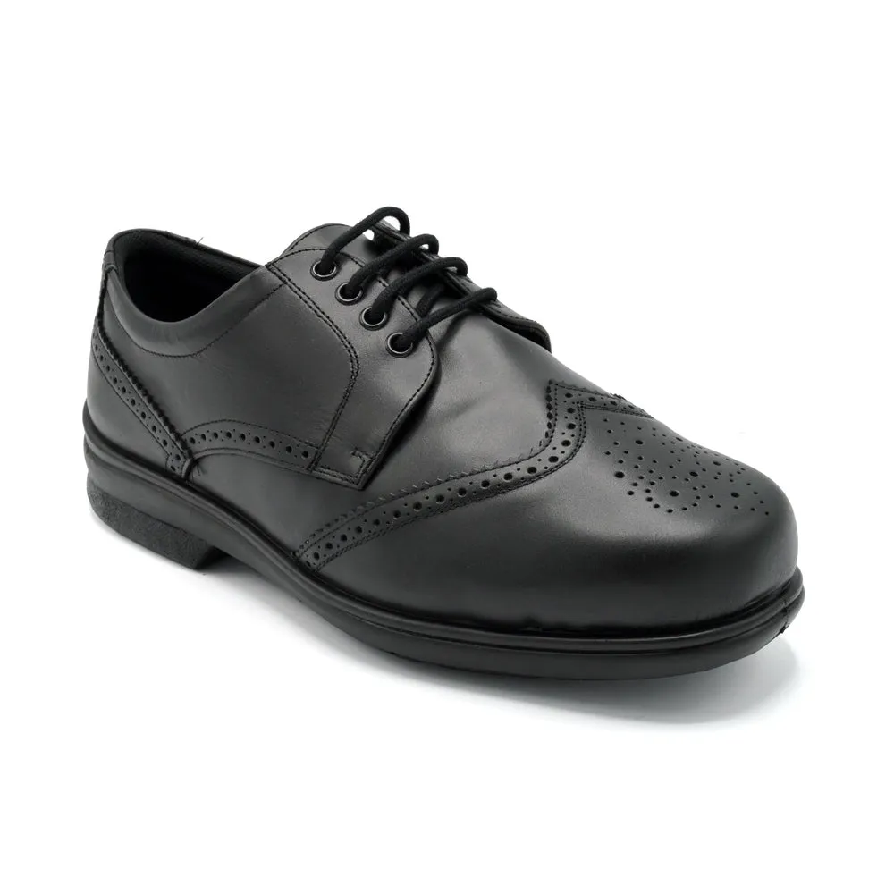 Cosyfeet Darby - Mens Wide Fit Brogue Lace Up - 6E Fitting - Black