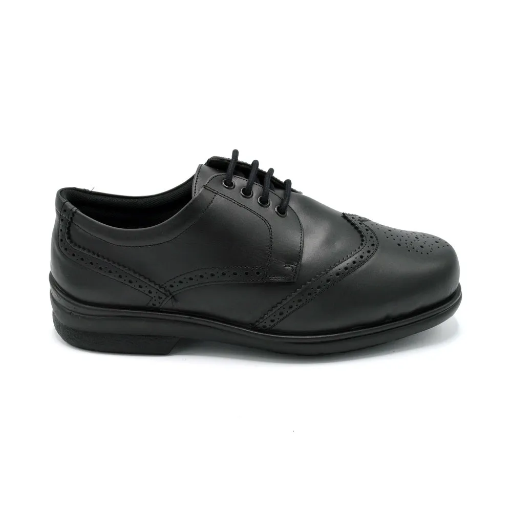 Cosyfeet Darby - Mens Wide Fit Brogue Lace Up - 6E Fitting - Black