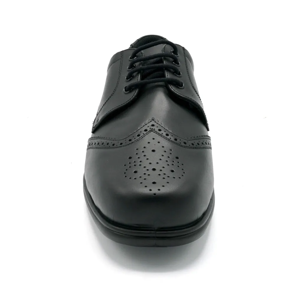 Cosyfeet Darby - Mens Wide Fit Brogue Lace Up - 6E Fitting - Black