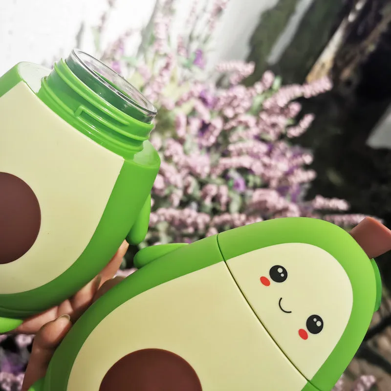 Cute Avocado Double Layer Portable Water Cup with Strap