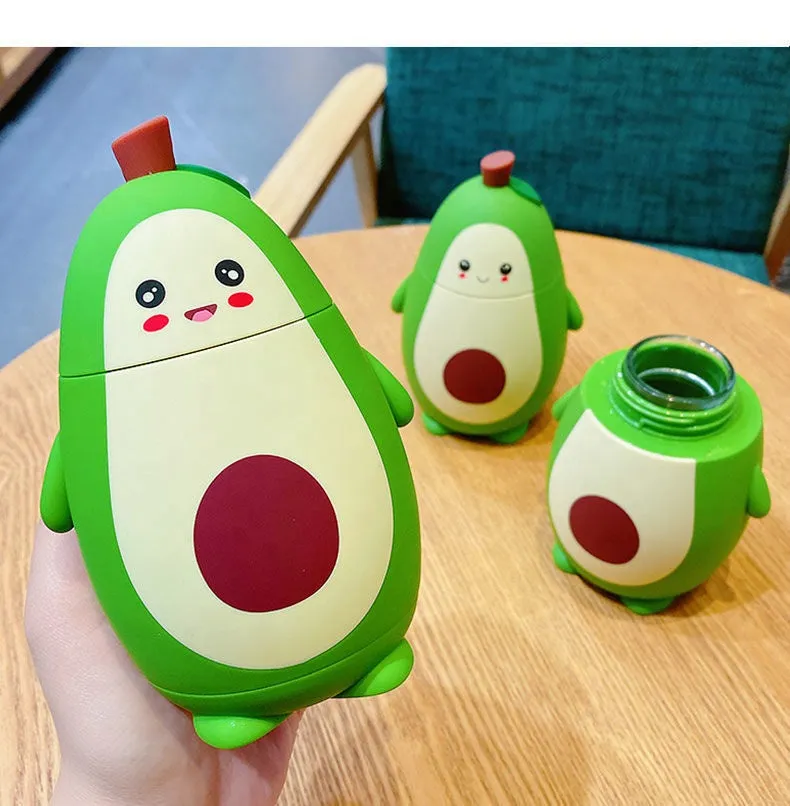 Cute Avocado Double Layer Portable Water Cup with Strap