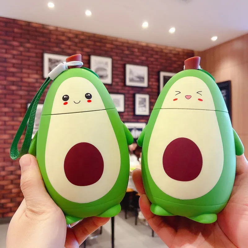 Cute Avocado Double Layer Portable Water Cup with Strap