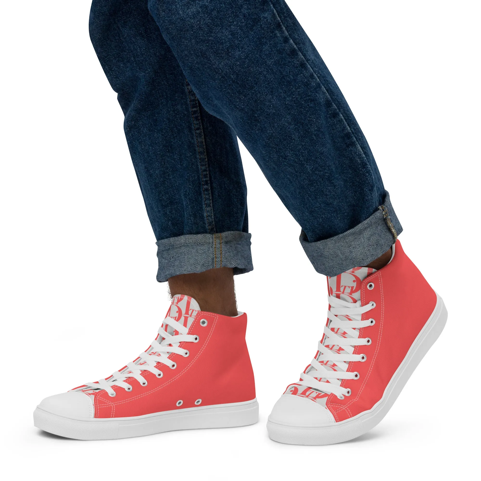 Descendants of the Island Coral Platinum Men’s high top canvas shoes