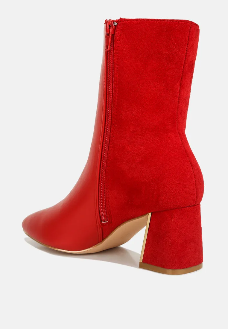 Desire Suede Back Panel High Ankle Boots