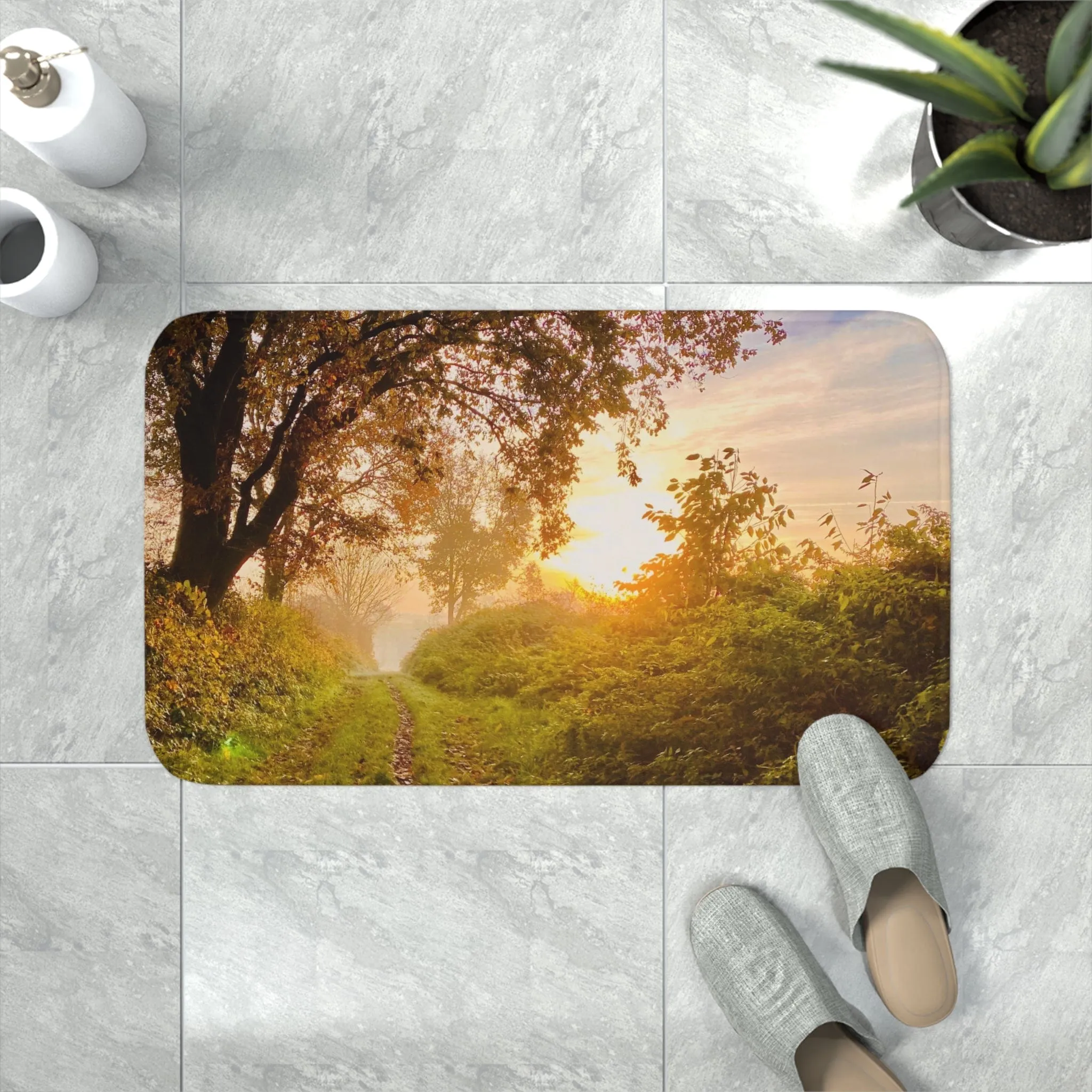 Dirt Road to Sunrise - Memory Foam Bath Mat