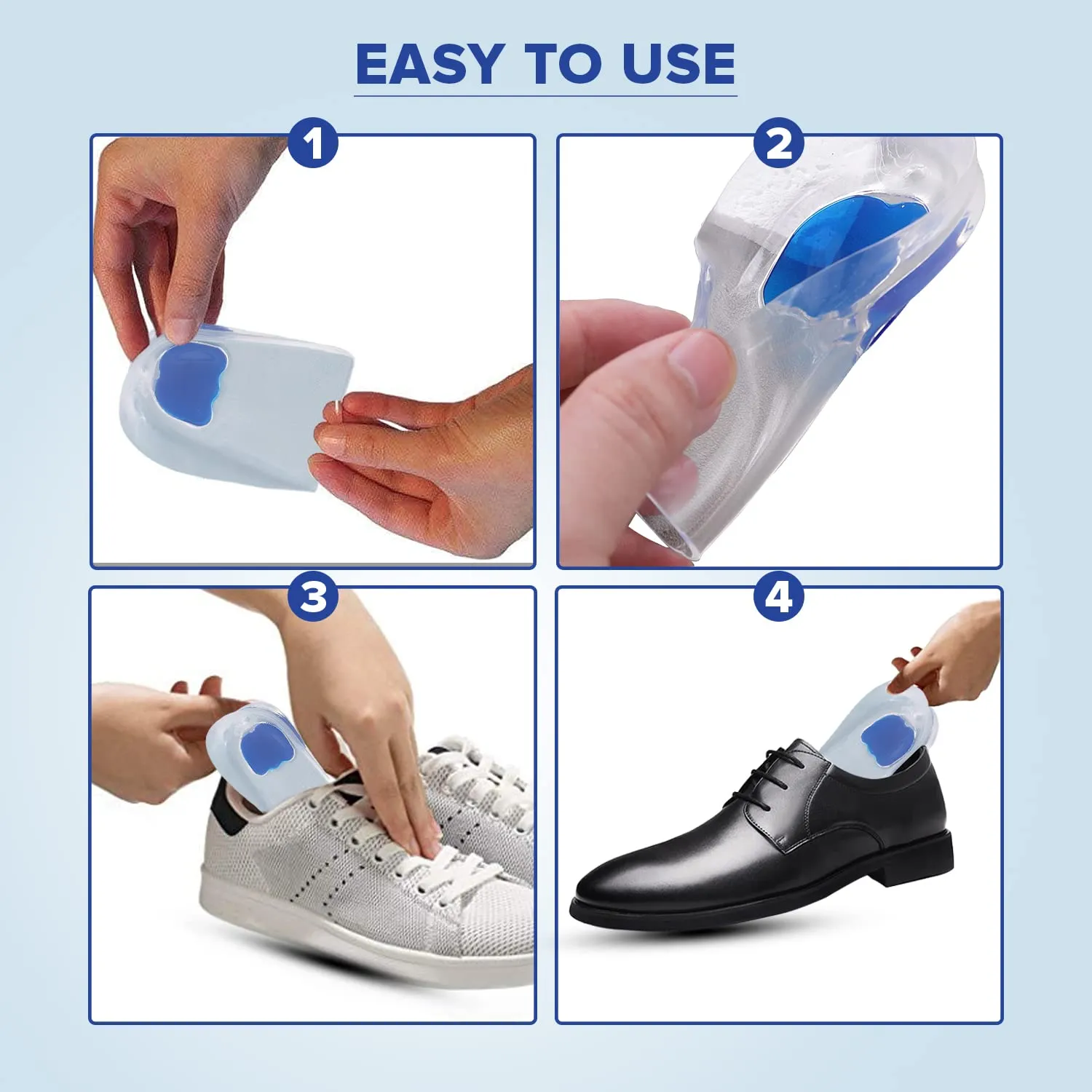 Dr Foot Gel Heel Cups Pair | Foot Comfort Support Protectors | For Bone Spurs Pain Relief Protectors Of Your Sore | Massaging & Shock Absorbing Gel | For Men - 1 Pair