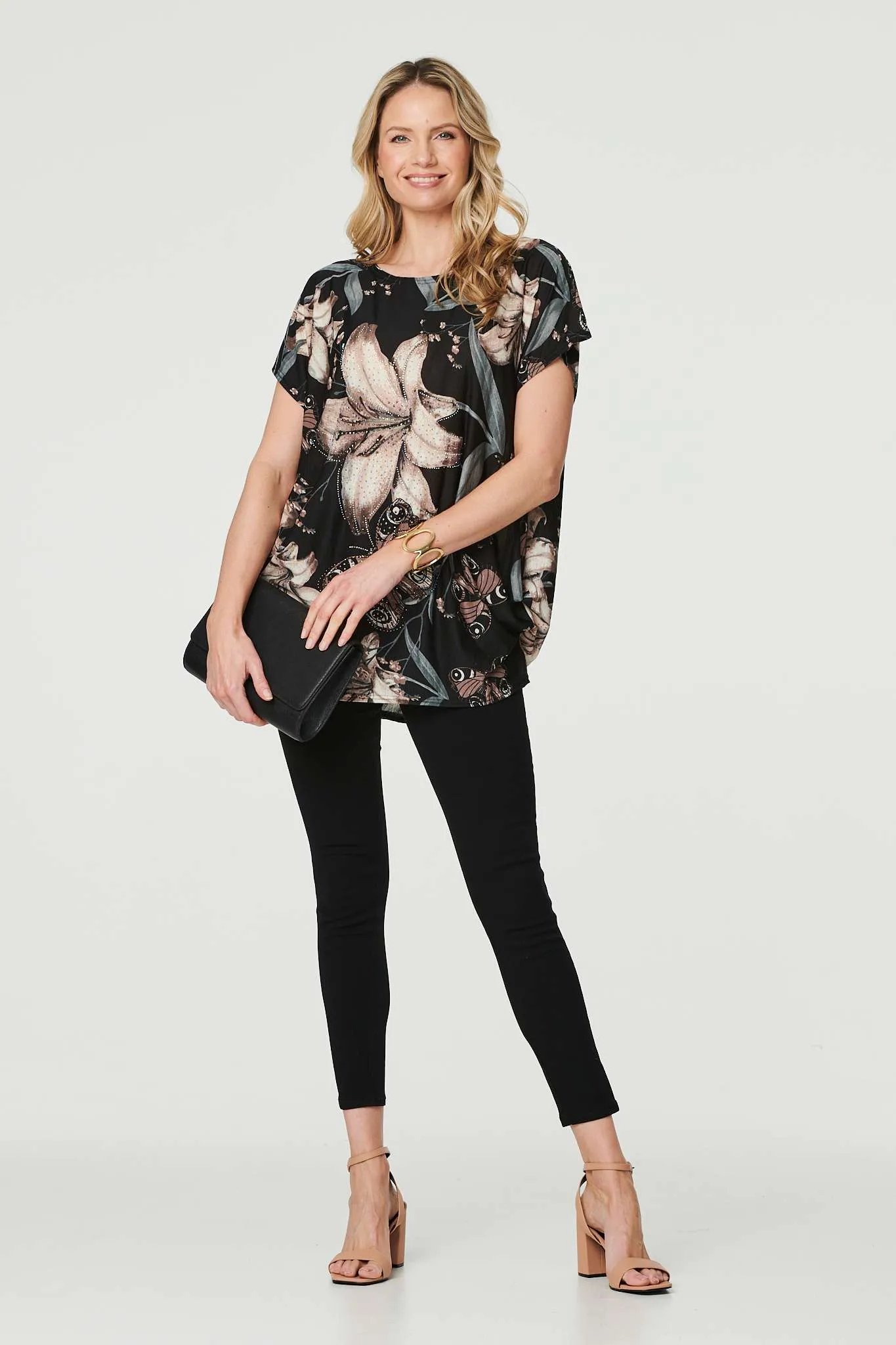 Floral Butterfly Print T-Shirt