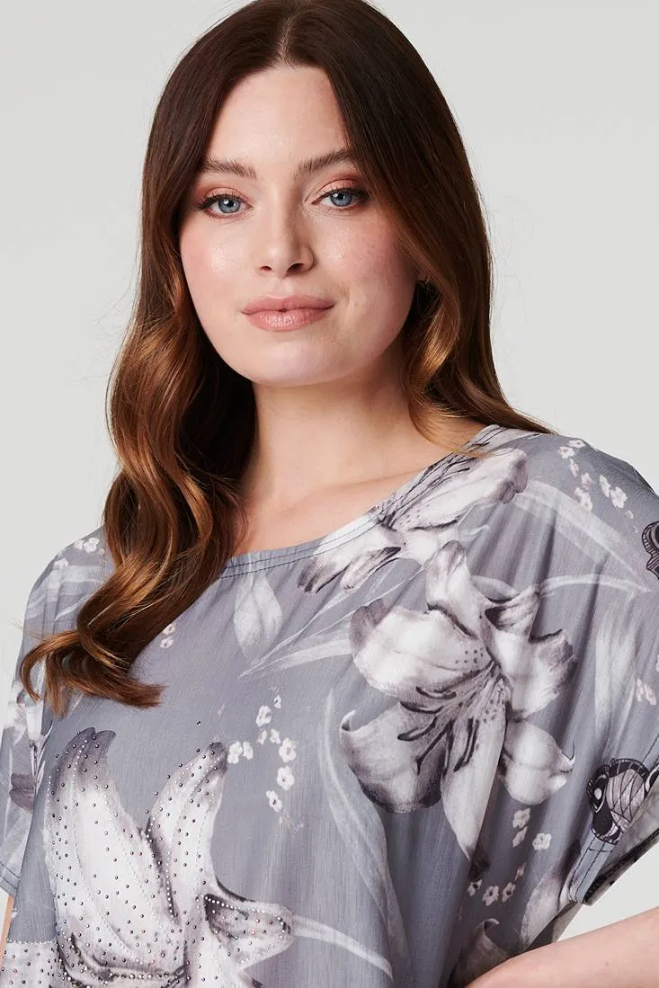 Floral Butterfly Print T-Shirt