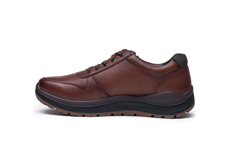 G-Comfort Mens Cognac leather Shoes Laced Wide Water Repellent R1282S