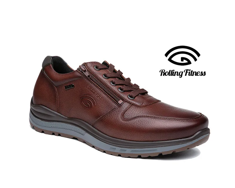 G-Comfort Mens Cognac leather Shoes Laced Wide Water Repellent R1282S