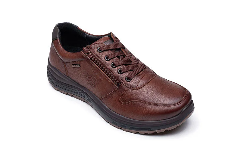 G-Comfort Mens Cognac leather Shoes Laced Wide Water Repellent R1282S