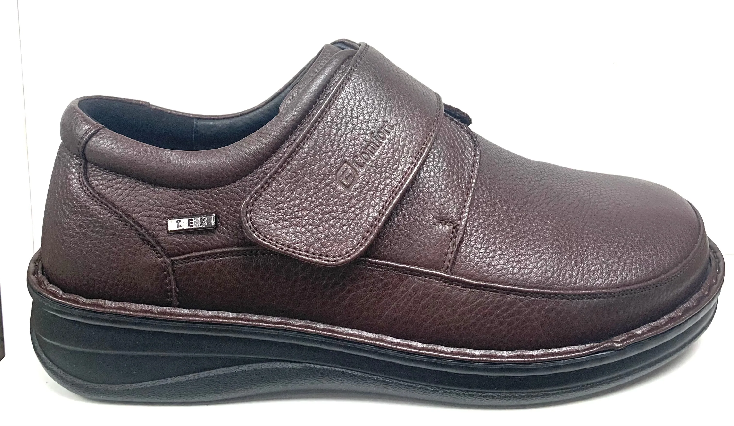 Grunwald G Comfort Brown Men's Extra Wide Velcro Shoe P-3708