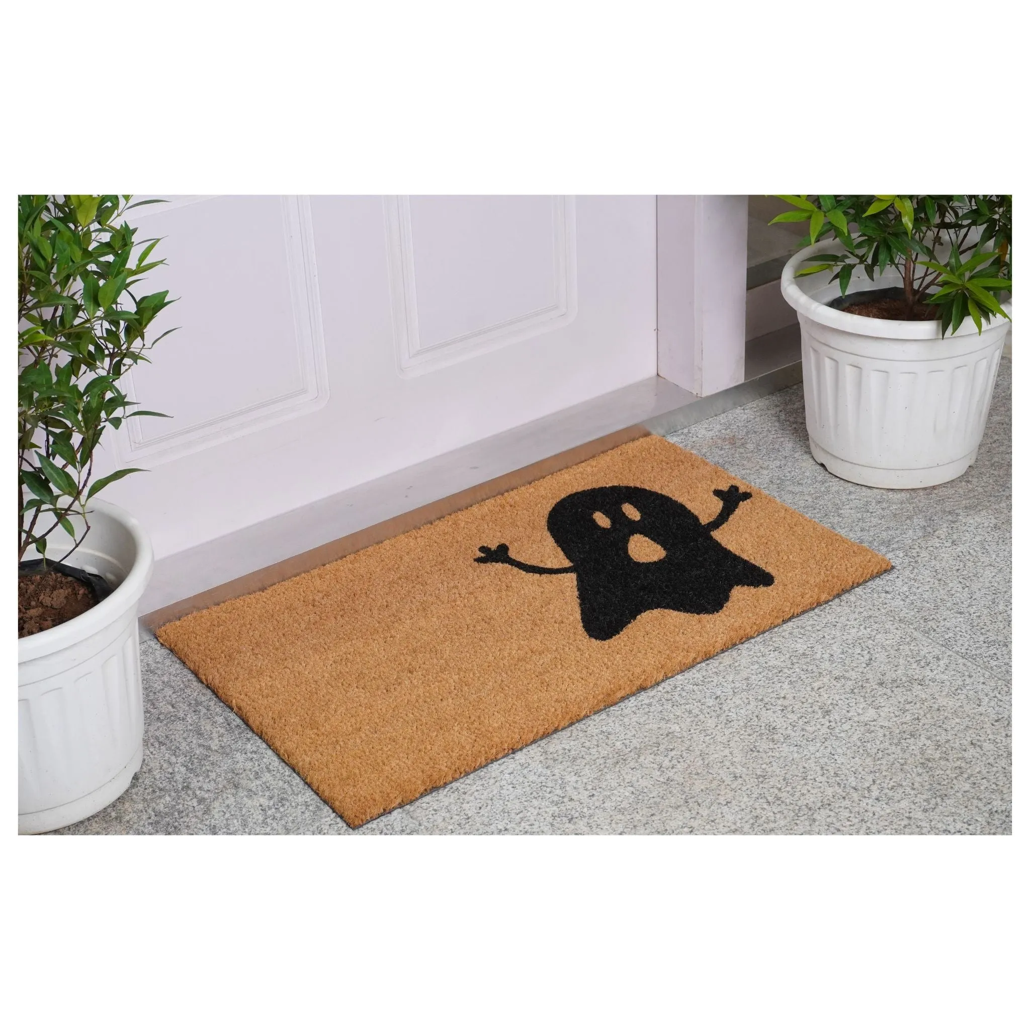 Halloween Ghost Doormat | Natural / Black