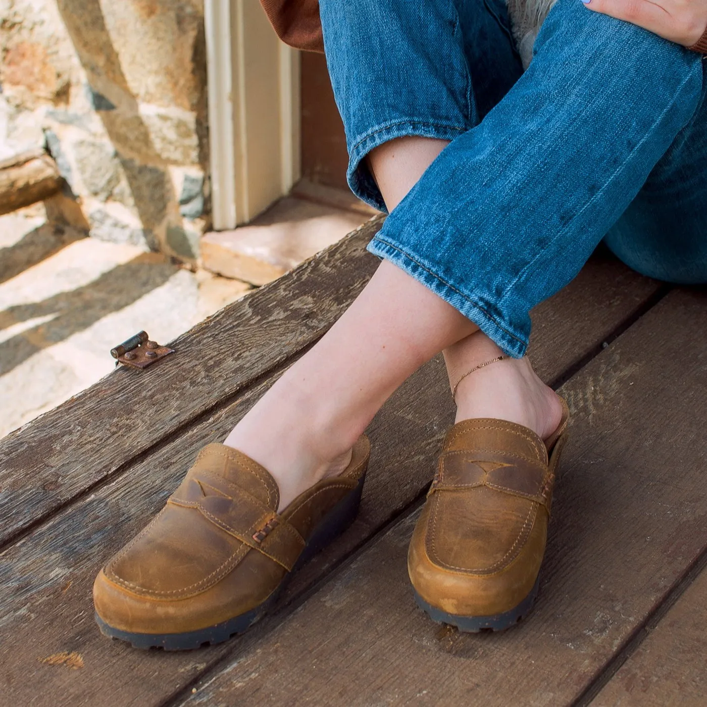 HOMAGE in BROWN Wedge Clogs