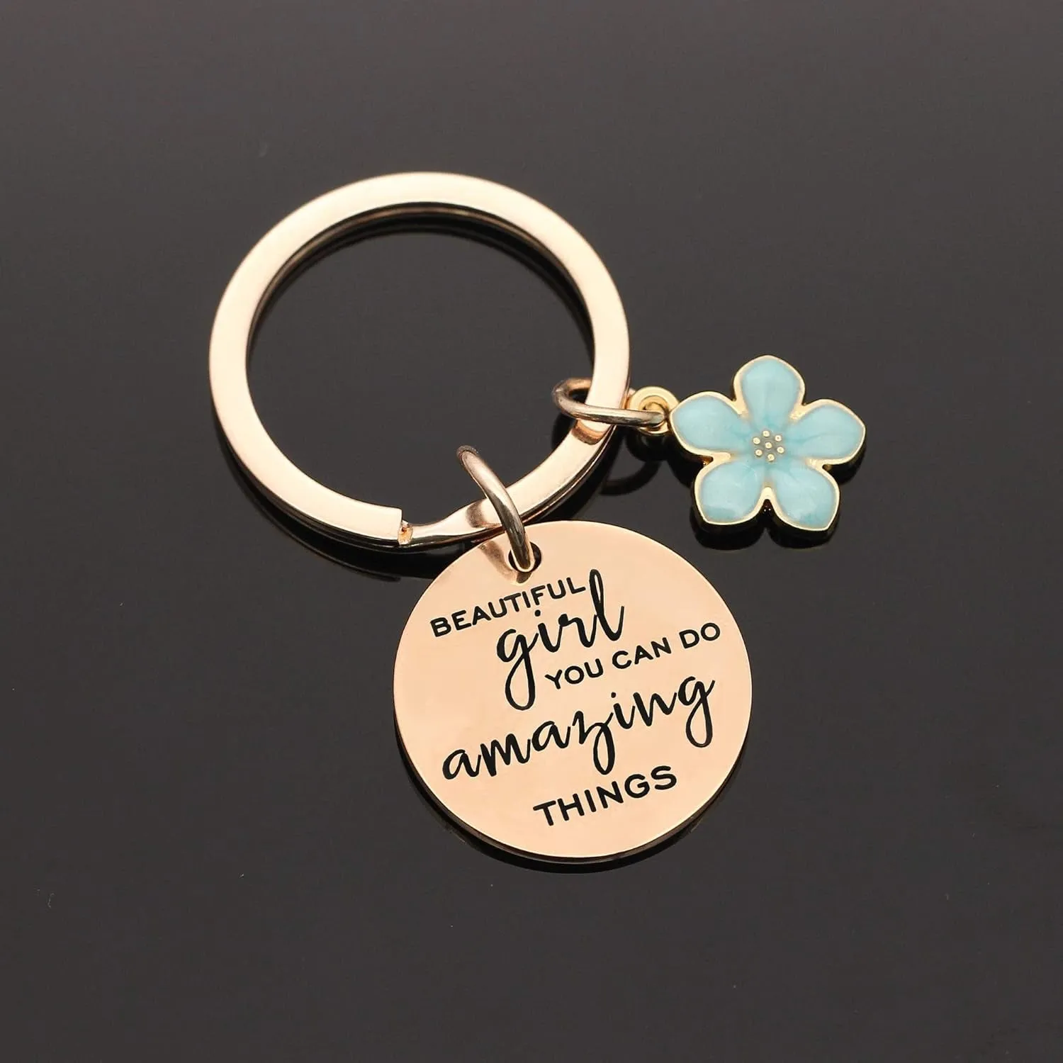 Inspirational Gift"Beautiful Girl You Can Do Amazing Things" Keychain Keyring Encouragement Gifts for Women Girls