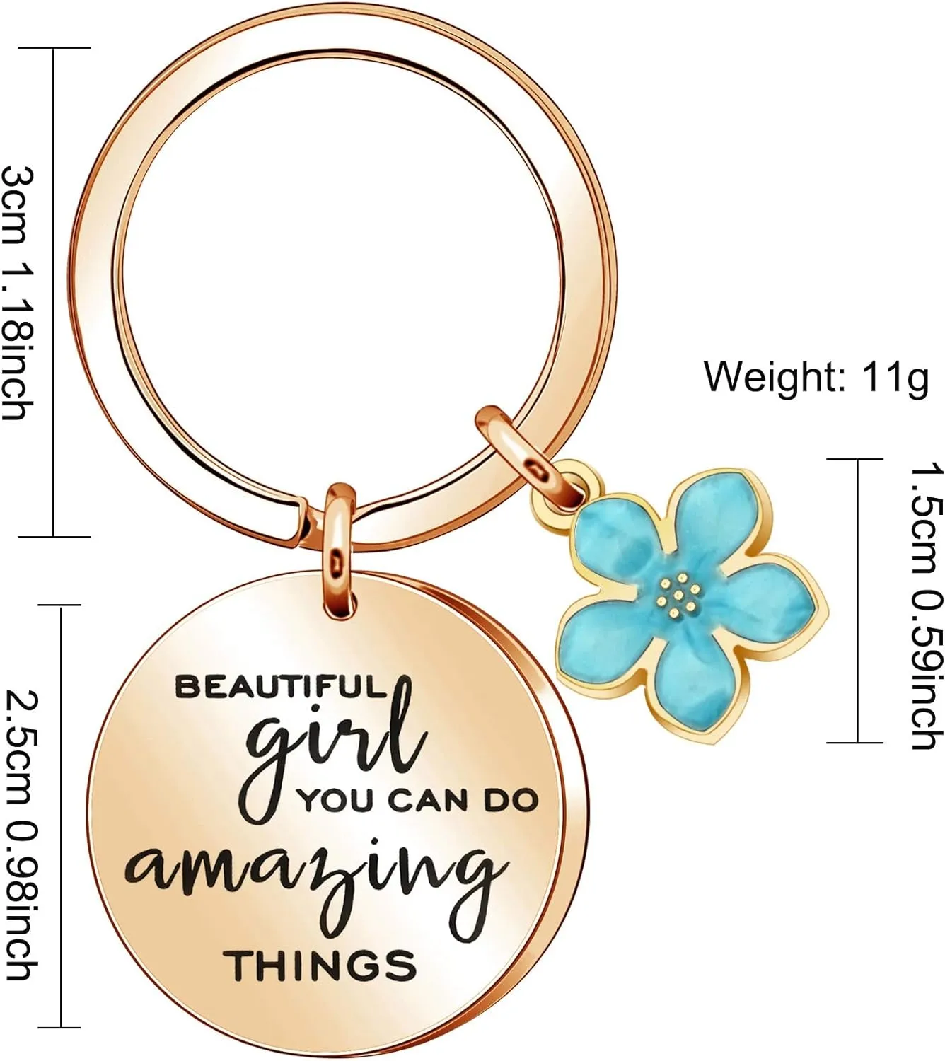 Inspirational Gift"Beautiful Girl You Can Do Amazing Things" Keychain Keyring Encouragement Gifts for Women Girls