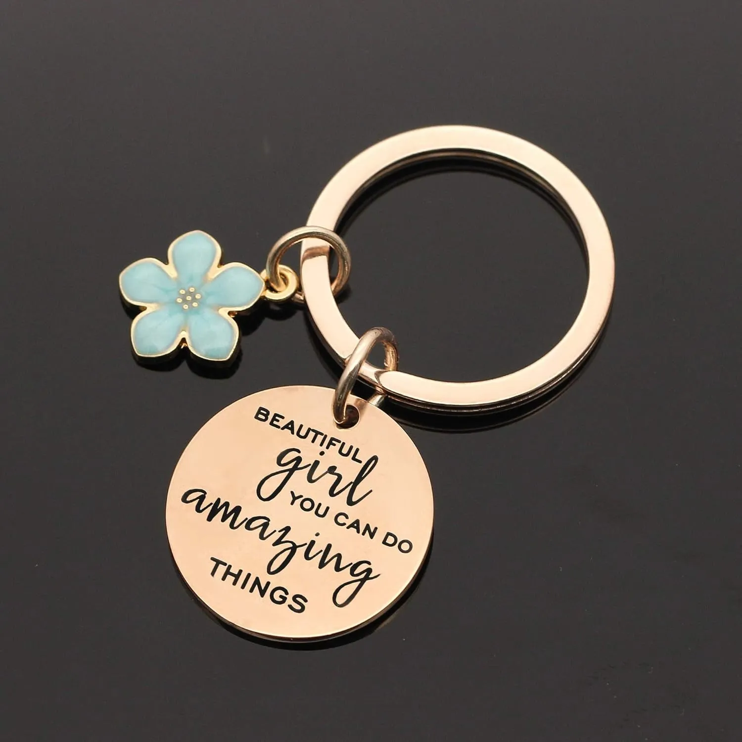 Inspirational Gift"Beautiful Girl You Can Do Amazing Things" Keychain Keyring Encouragement Gifts for Women Girls