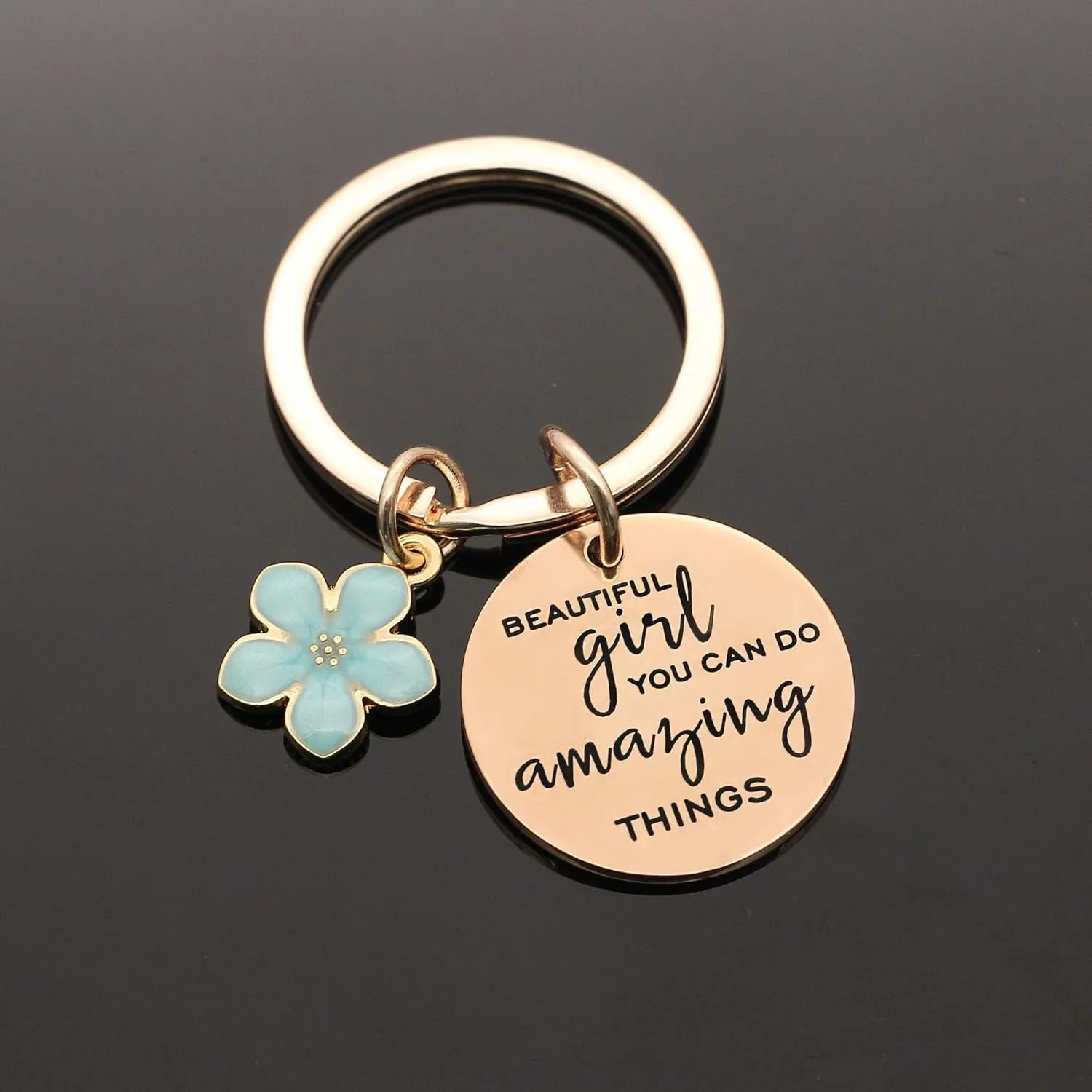 Inspirational Gift"Beautiful Girl You Can Do Amazing Things" Keychain Keyring Encouragement Gifts for Women Girls