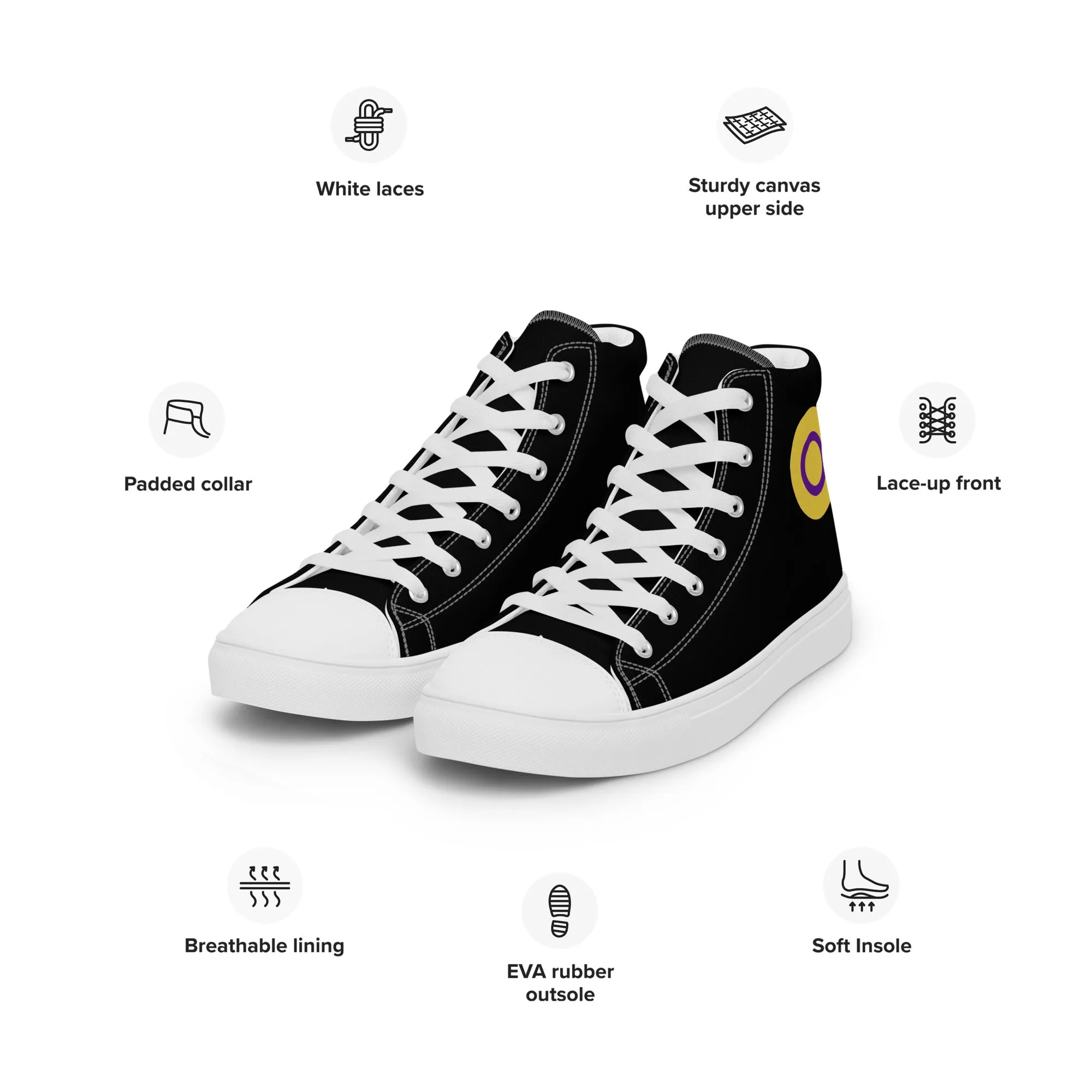 Intersex Pride Men’s High Top Canvas Athletic Shoes