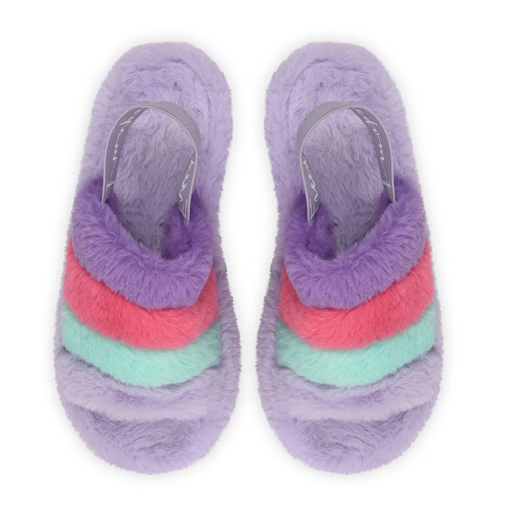 Iscream Purple Pink & Blue Furry Slippers