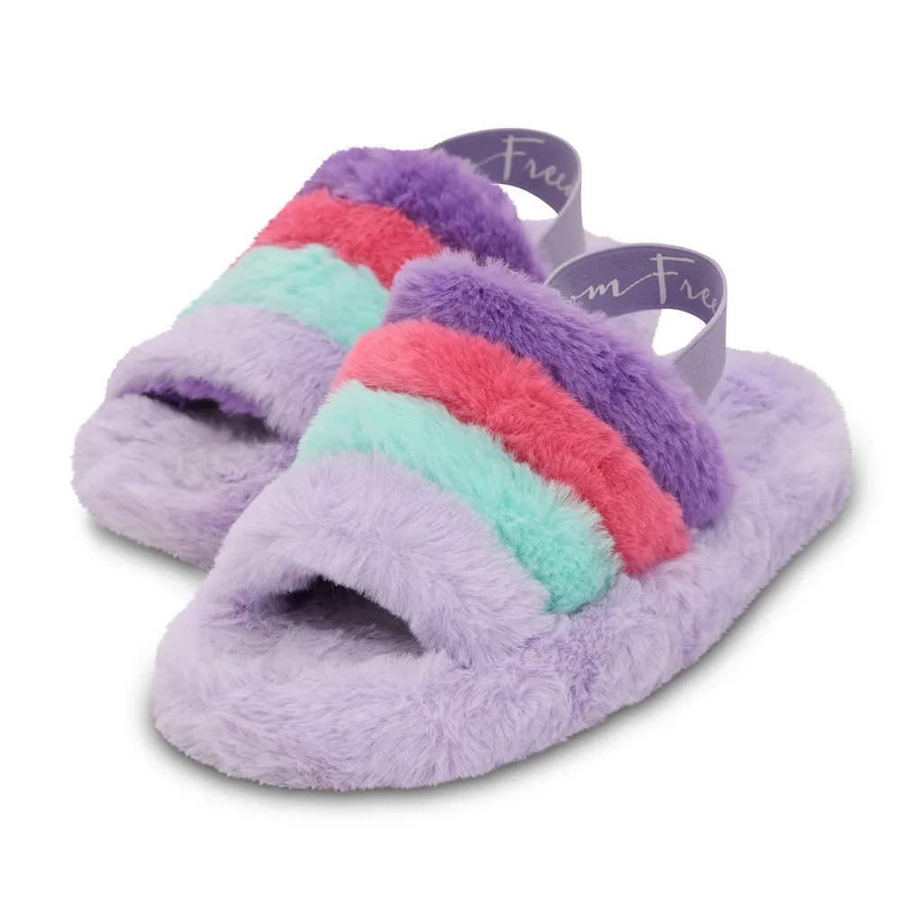 Iscream Purple Pink & Blue Furry Slippers