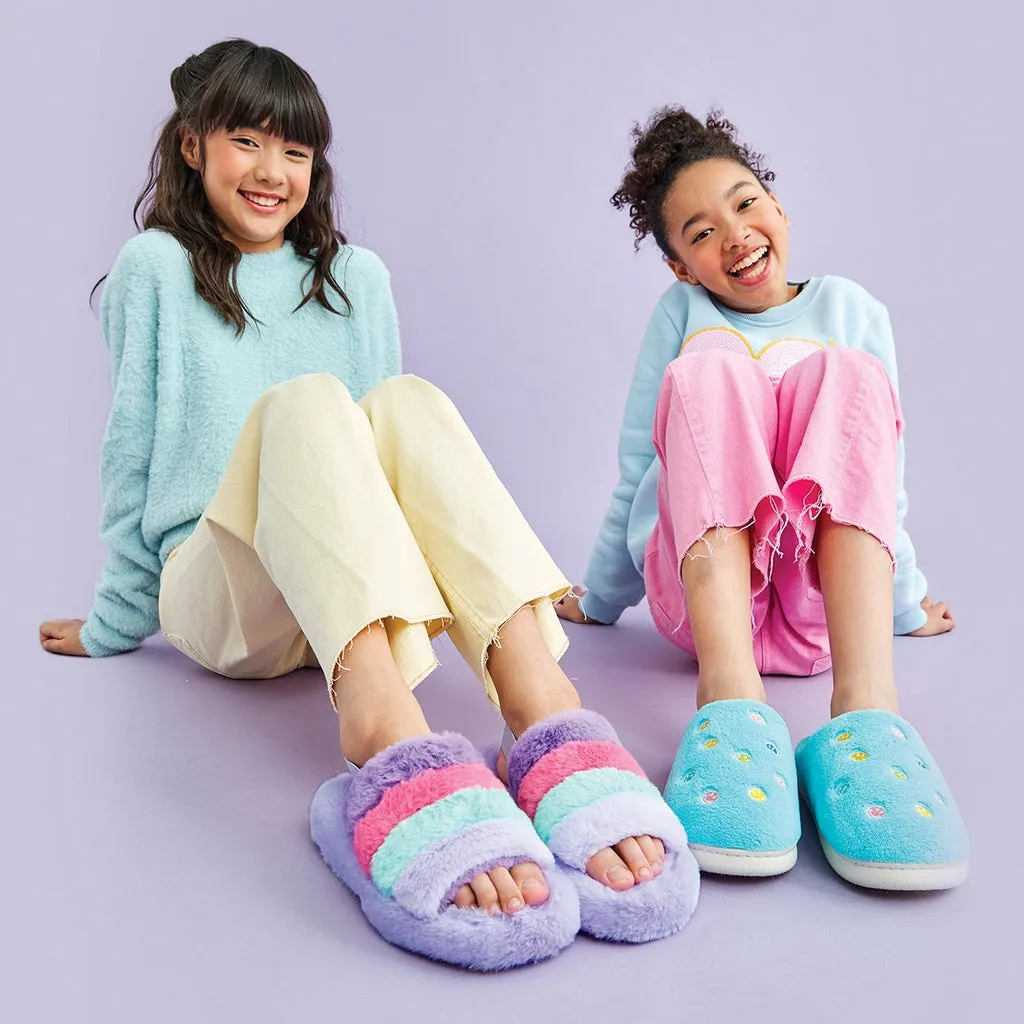 Iscream Purple Pink & Blue Furry Slippers