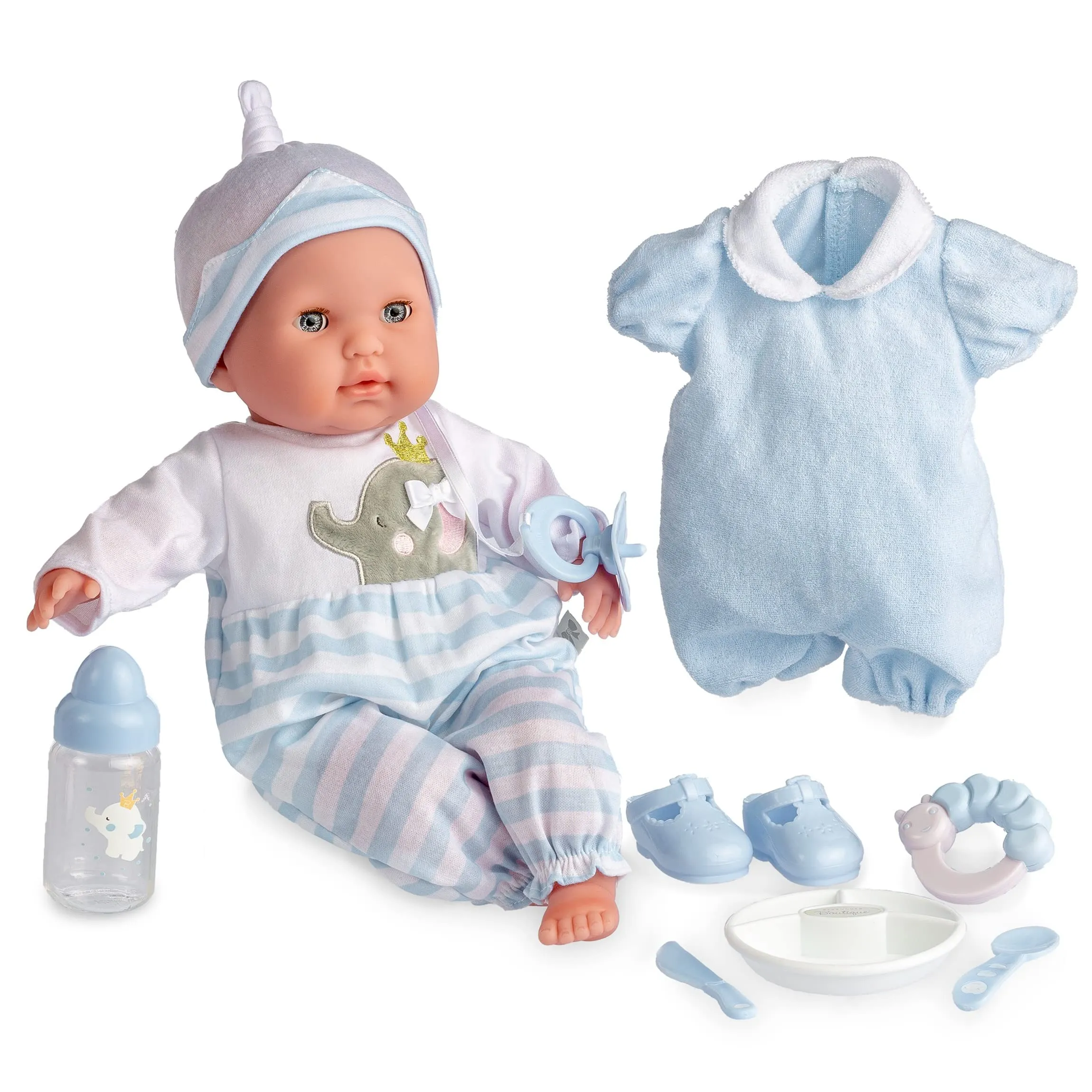 Jc Toys 15" Berenguer Boutique Blue Baby Doll Gift Set Open/Close Eyes