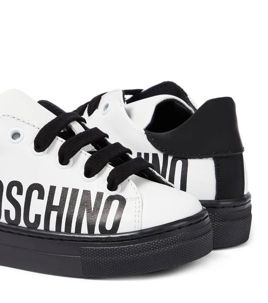 Leather sneakers with Moschino logo, white