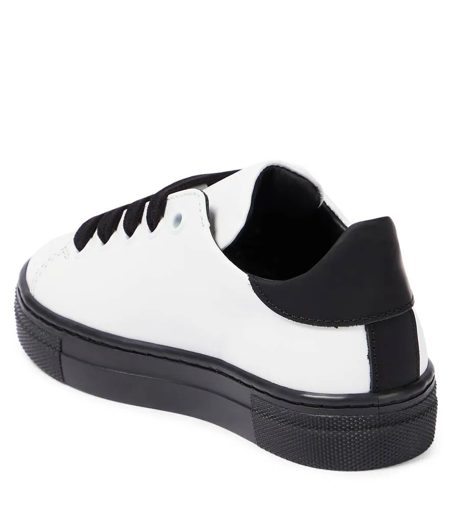 Leather sneakers with Moschino logo, white