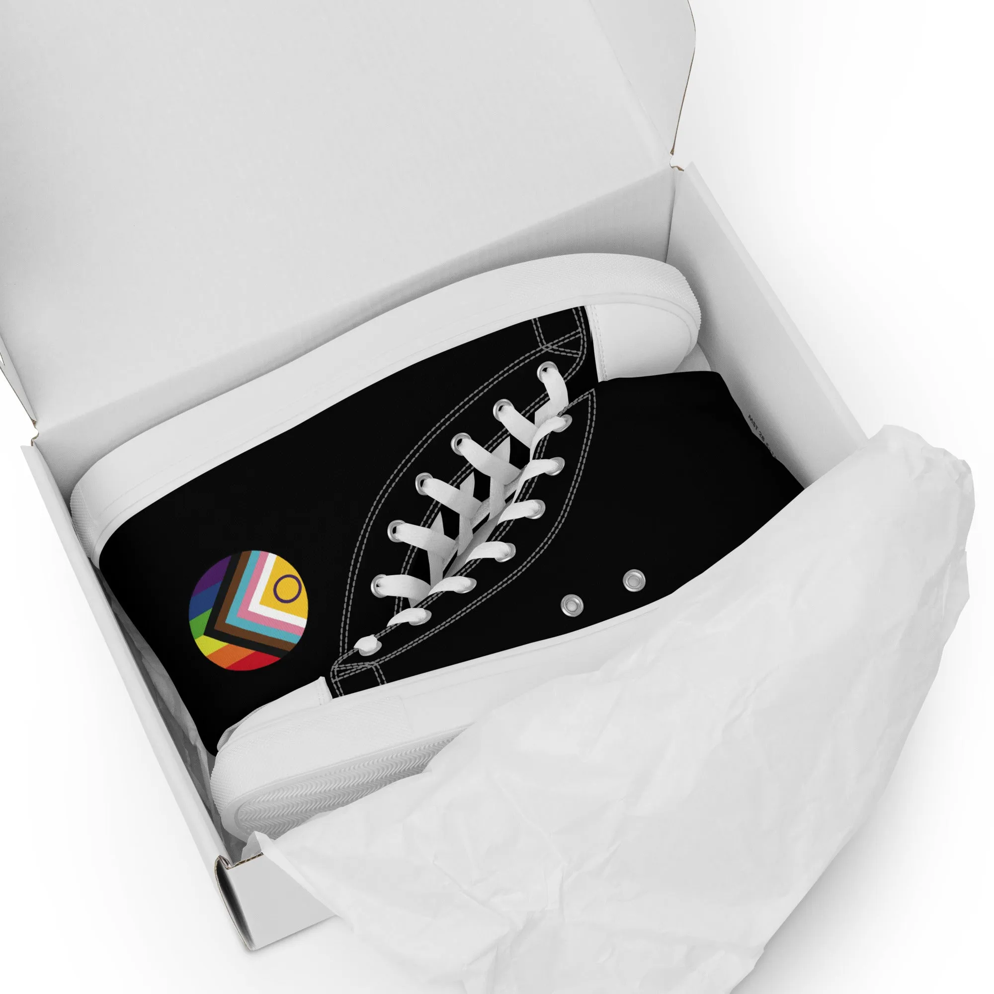 LGBTQ Intersex Progress Pride Men’s High Top Canvas Athletic Shoes