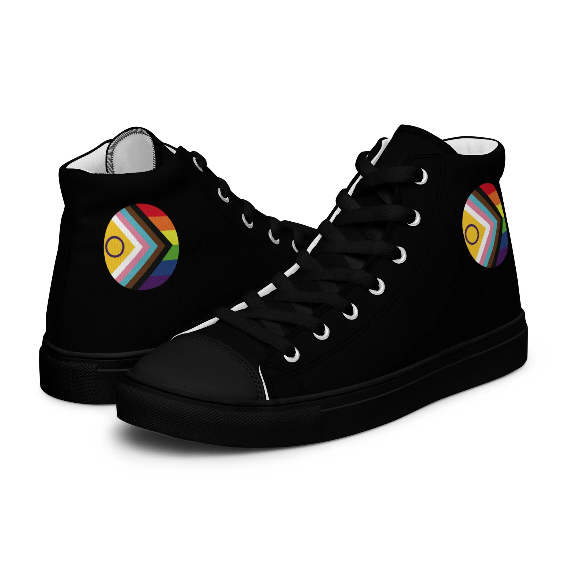 LGBTQ Intersex Progress Pride Men’s High Top Canvas Athletic Shoes