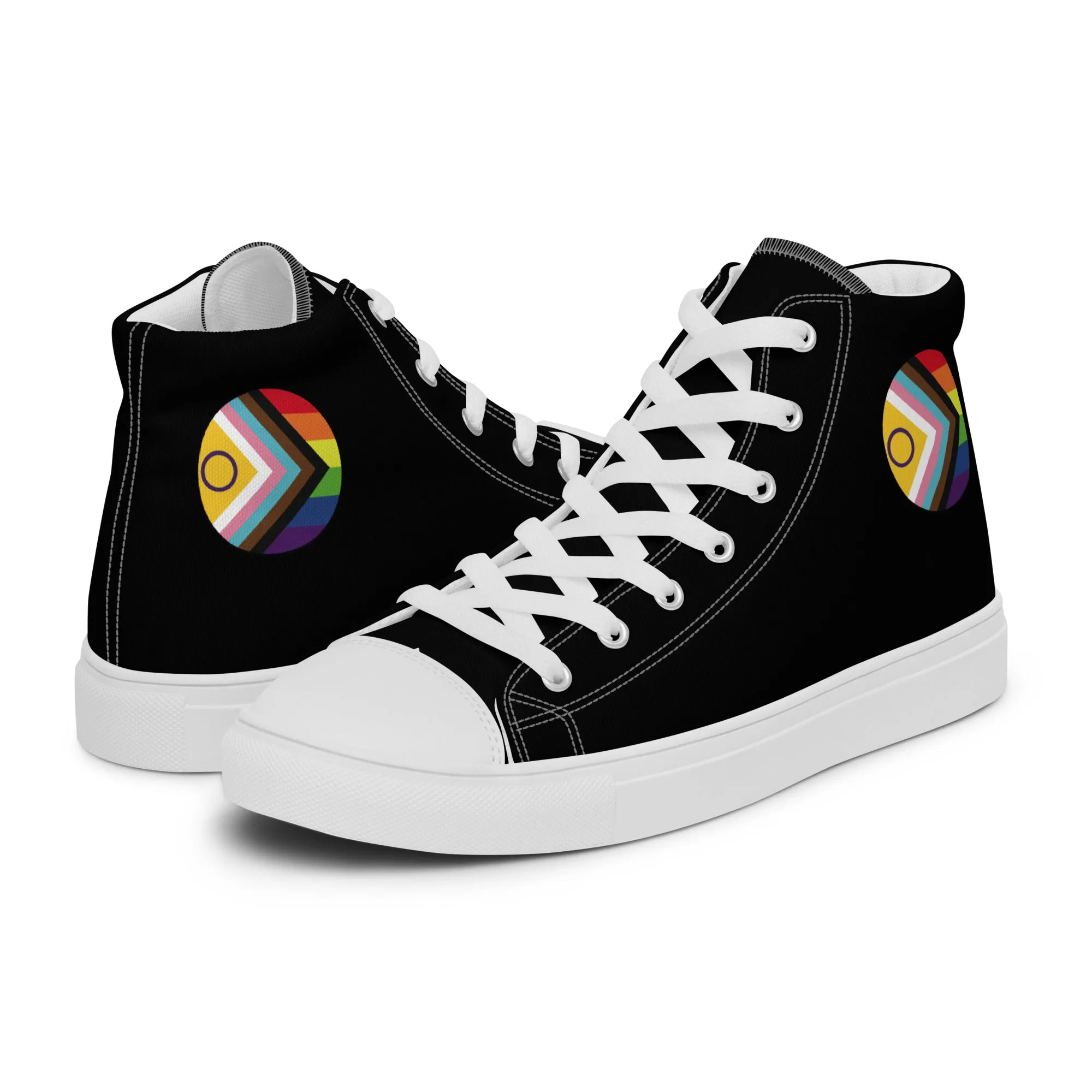 LGBTQ Intersex Progress Pride Men’s High Top Canvas Athletic Shoes