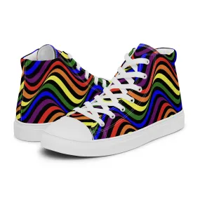 LGBTQ Pride Wavey Men’s High Top Canvas Athletic Shoes