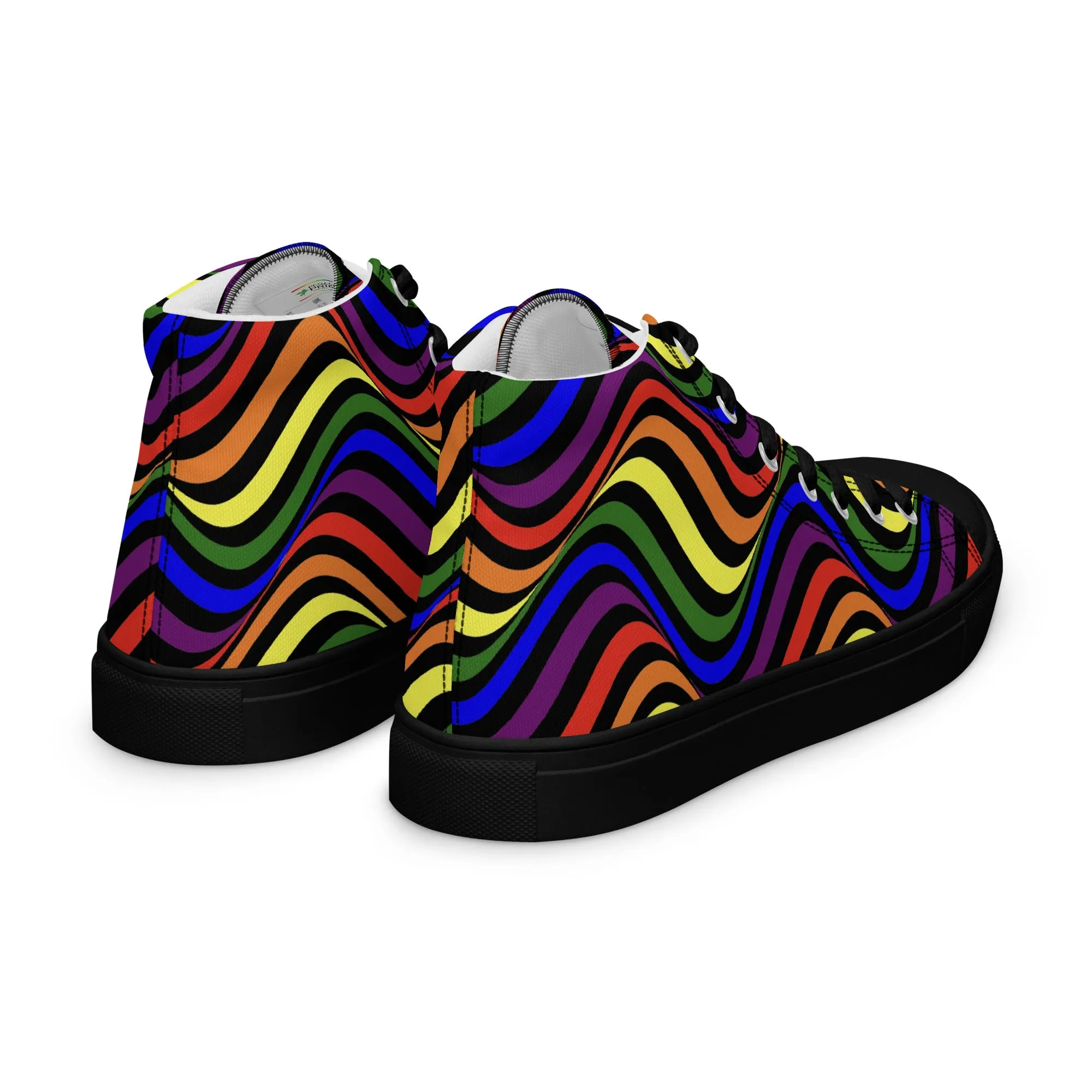 LGBTQ Pride Wavey Men’s High Top Canvas Athletic Shoes