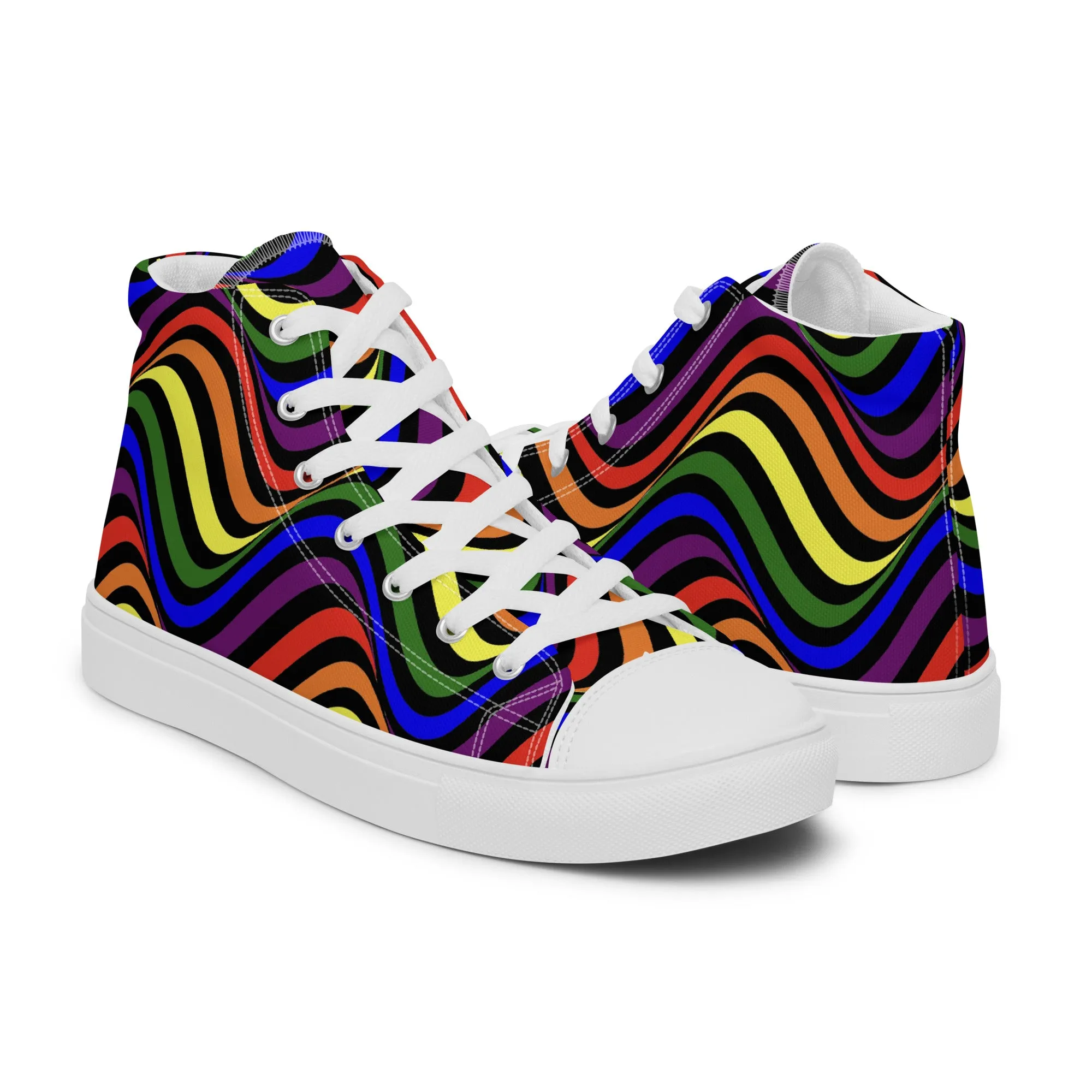 LGBTQ Pride Wavey Men’s High Top Canvas Athletic Shoes