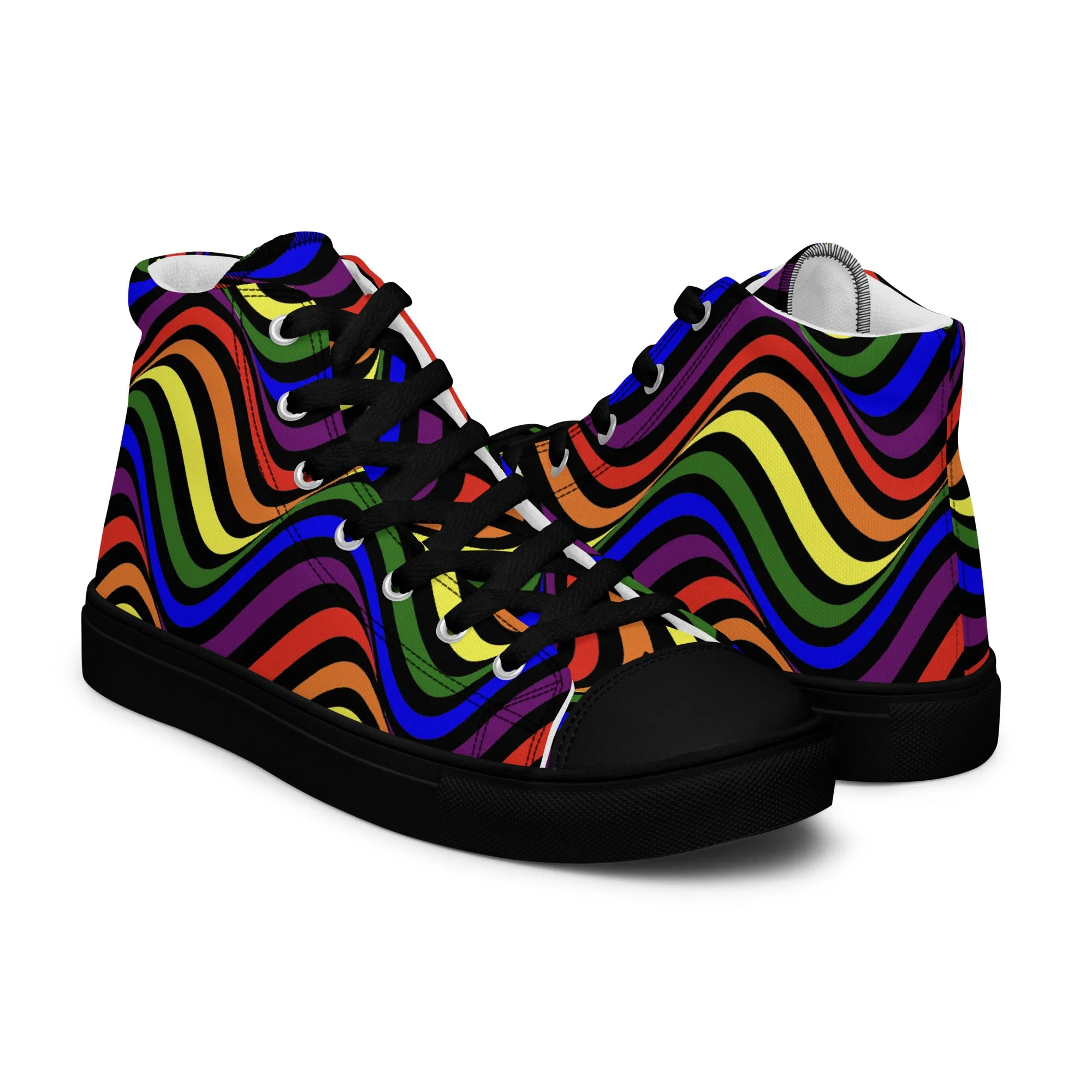 LGBTQ Pride Wavey Men’s High Top Canvas Athletic Shoes